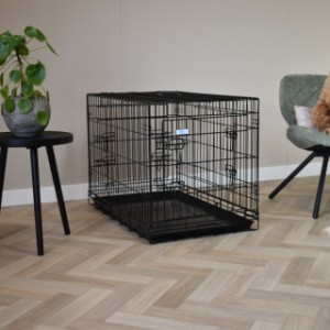 The medium-sized dog crate Strong L is suitable for medium-sized dogs such as an English Springer Spaniel