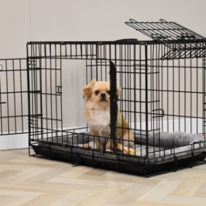 The Strong M dog crate has 2 doors and 1 flap door
