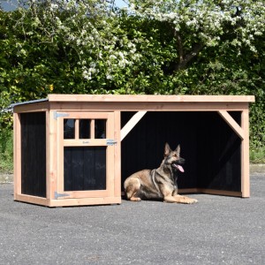 Dog house Isa 1 with veranda - Douglas/black 242x122x113cm
