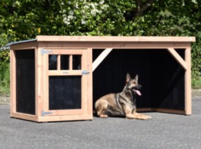 Dog house Isa 1 with veranda - Douglas/black 242x122x113cm