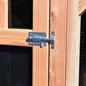 The sleeping area of the Belle chicken coop is fitted with a sturdy latch