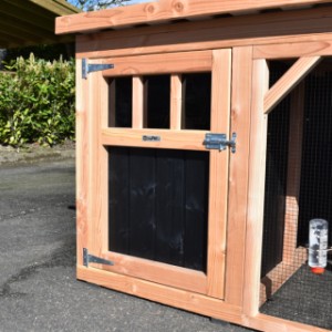 Chickencoop Belle | The large door of the sleeping area has a small window