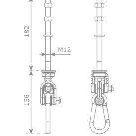 Various dimensions of the swing hook