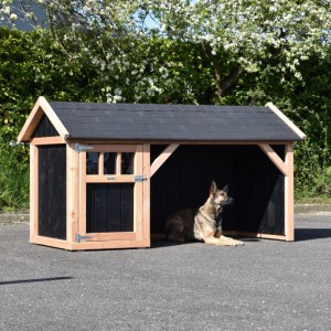 Dog house Isa 1 with pointed roof and veranda 254x129x140cm