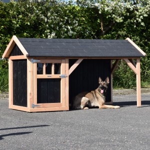 Dog house Isa 2 with pointed roof and veranda 254x129x140cm