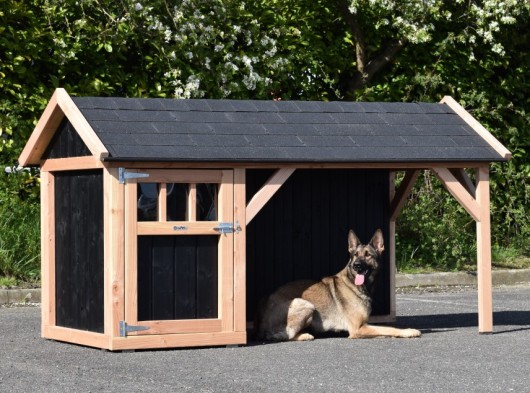 Dog house Isa 2 with pointed roof and veranda 254x129x140cm