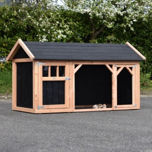 Rabbit hutch Belle 1 with pointed roof 254x129x140cm