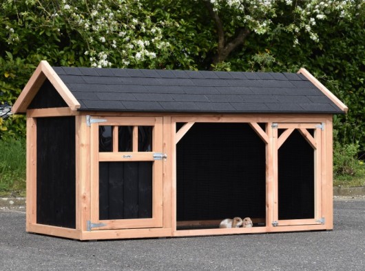 Rabbit hutch Belle 1 with pointed roof 254x129x140cm