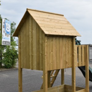 Play equipment Dream is provided with a wooden playhouse