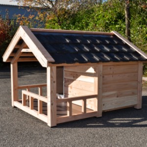 Dog House Reno is made of durable Douglas wood for a sturdy and natural look.