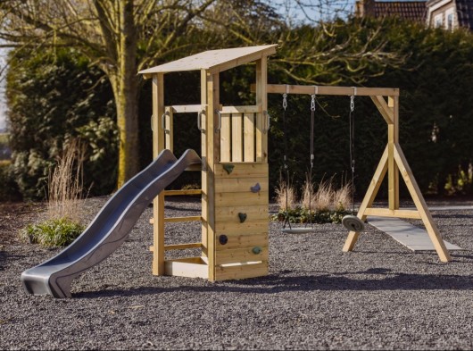 Play equipment Plan 120 with slide & swing · Joypet · pressure treated wood