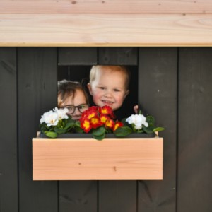 Playhouse Dream features a window with a charming flower box