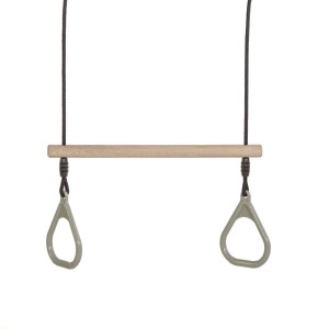 Wooden ring trapeze with plastic rings • pastel green • BR-rope