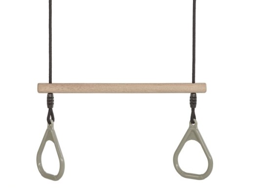 Wooden ring trapeze with plastic rings • pastel green • BR-rope
