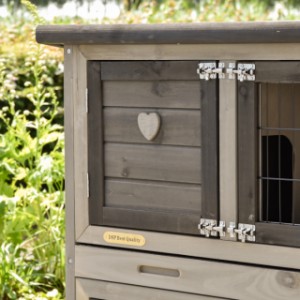 The cute heart detail completes the rabbit hutch!