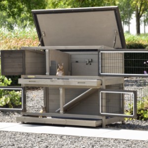 The rabbit hutch Adrian is provided with large doors