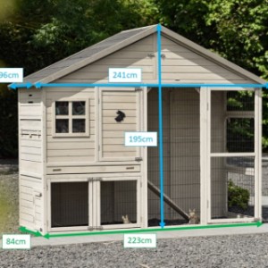 Various dimensions of the rabbit hutch Holiday Large