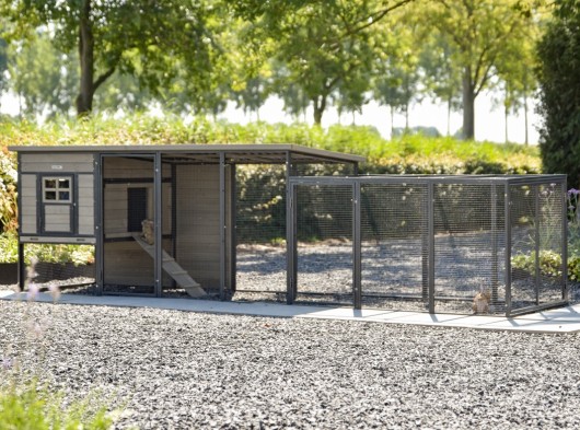 Rabbit hutch Judy with additional run · Grey · 379x100x105cm