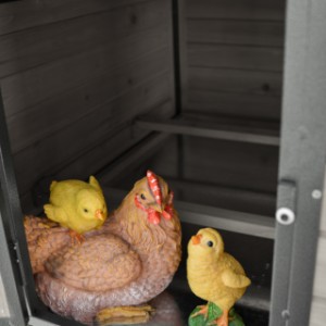 Chickencoop Judy has a large sleeping compartment, provided with 2 perches