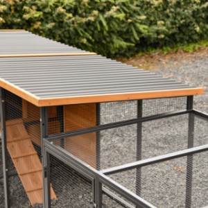 Rabbit hutch Judy has a plastic roof and the run is provided with a mesh roof