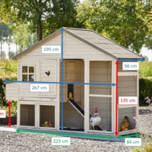 Dimensions of Chicken Coop Holiday Large with laying nest