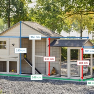 Dimensions of Holiday Large chicken coop with Space extension run