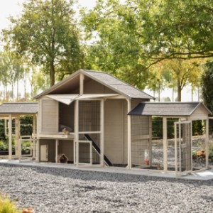 The Holiday Large rabbit hutch has multiple openings.