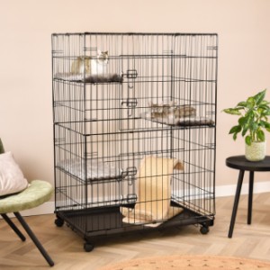 The Level is a beautiful black metal cat cage for indoor use