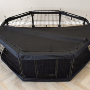 Luxury cover net for animal enclosure Octa Black – the mesh section can be unzipped
