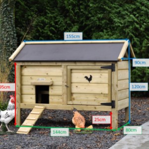 Various sizes of the Eggy chicken coop with pointed roof