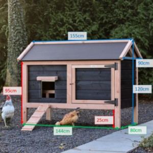 Various sizes of the Eggy chicken coop with pointed roof