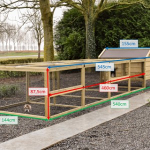 Various sizes of rabbit hutch Eggy with double run