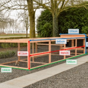 Various sizes of rabbit hutch Eggy with double run
