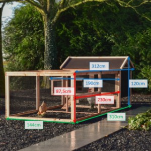 Various sizes of Eggy chicken coop with nesting box and run