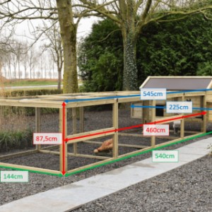 Various sizes of Eggy chicken coop with 2 laying nests and double run