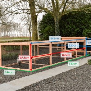 Various sizes of Eggy chicken coop with 2 laying nests and double run