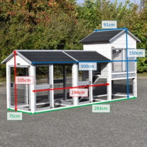 Different sizes of rabbit hutch Prestige Medium White with 2 runs
