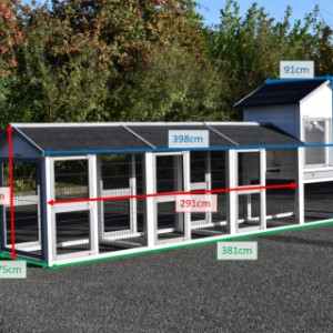 Different sizes of rabbit hutch Prestige Medium White with 3 runs