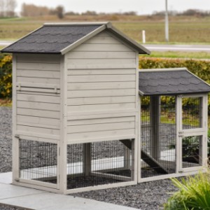 Take a look at the back of the Prestige Medium chicken coop with run in light-grey.