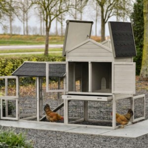 Prestige Medium with run in light-grey has many doors and flaps for easy cleaning.