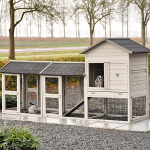 Rabbit Hutch Prestige Medium Light Grey with 2 runs 301x91x150 cm