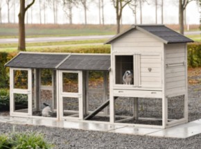 Rabbit Hutch Prestige Medium Light Grey with 2 runs 301x91x150 cm