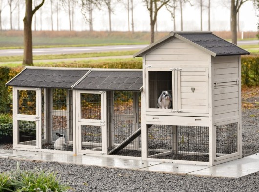 Rabbit Hutch Prestige Medium Light Grey with 2 runs 301x91x150 cm