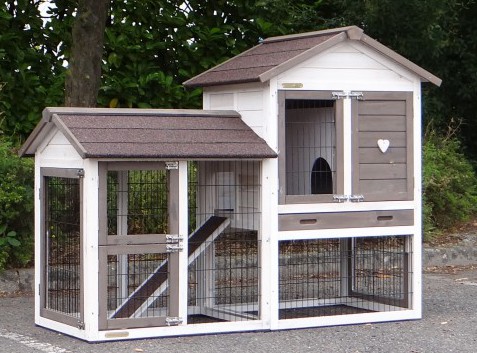 Guinea pig hutch Prestige Small White with run on the left side 162x72x122cm