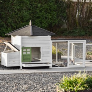 The Ambiance Large rabbit hutch with run has many doors and a removable roof