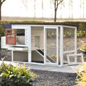 The rabbit hutch Noah has practical doors and flaps