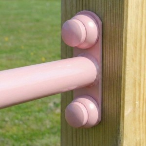 The pastel pink gymnastics bar is supplied including mounting hardware.
