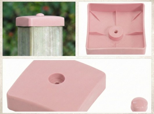 Pastel pink cover cap for horizontal bar post, plastic post cap 9 × 9 cm