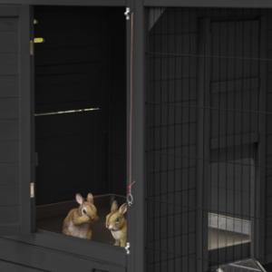 In the lockable sleeping area of the Holiday Large rabbit hutch, the rabbits can rest comfortably.