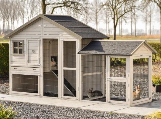 Rabbit hutch Holiday Medium with run Space and insulation set · 284x88x151cm